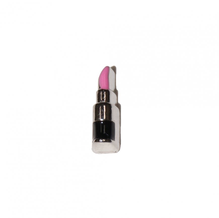 Pink lipstick 8mm floating locket charm - Click Image to Close