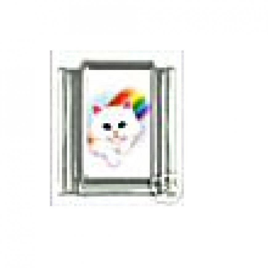 Cat with rainbow - photo 9mm Italian charm - Click Image to Close