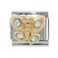 Butterfly with 4 stones (b) - 9mm Enamel Italian Charm