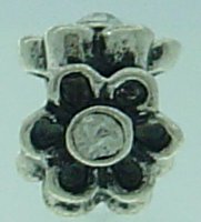 EB361 - Black flower with clear rhinestone - Click Image to Close