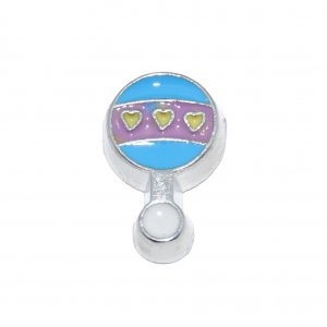 Blue and purple baby rattle - baby boy 9mm floating charm