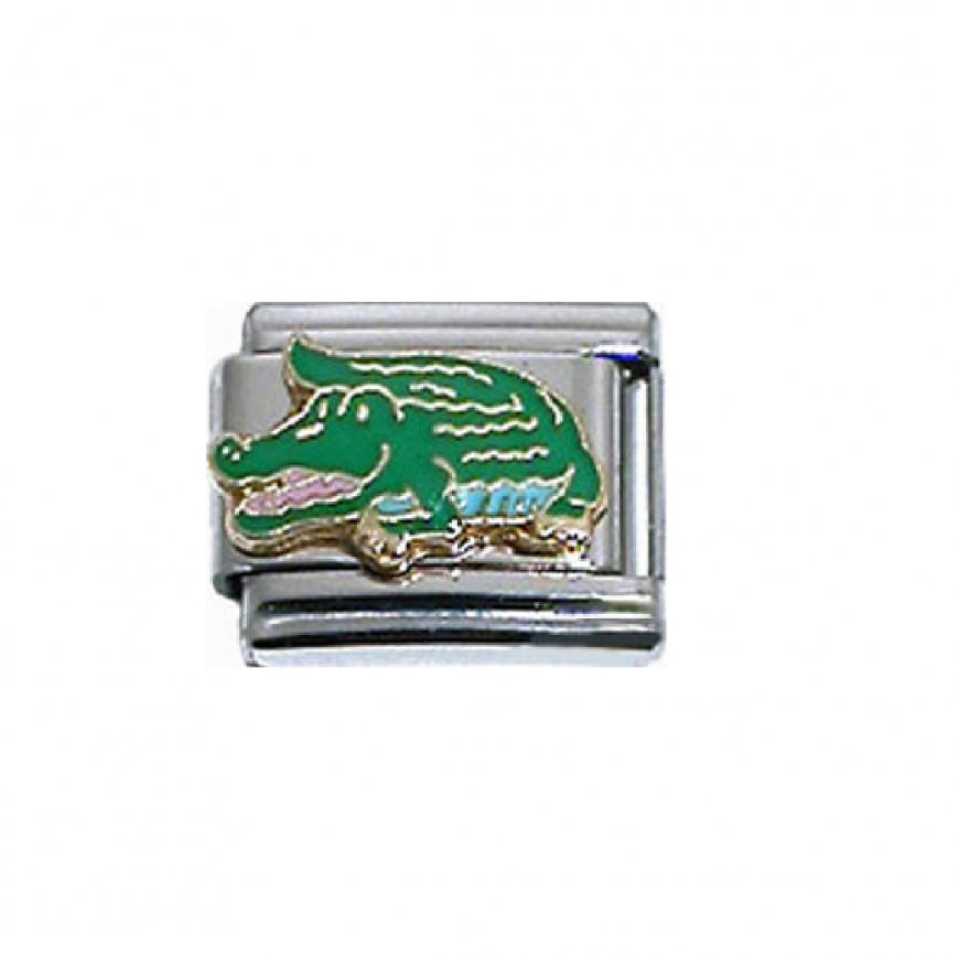 Alligator green enamel - 9mm Italian charm - Click Image to Close