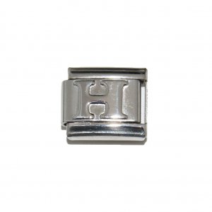 Silver coloured letter H - 9mm Italian charm