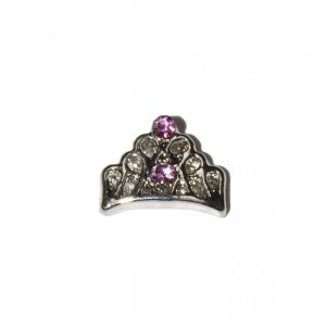 Tiara crown with purple stones 10mm floating locket charm