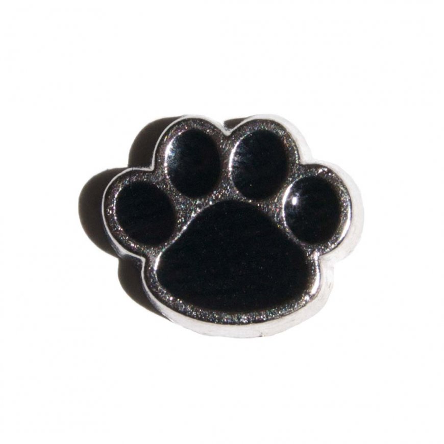 Black Pawprint (b) 9mm floating charm fits origami owl - Click Image to Close