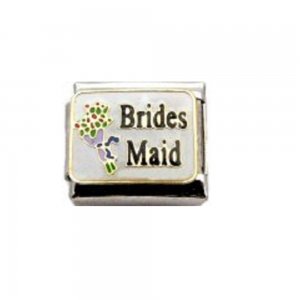 Brides maid with flower - enamel 9mm Italian charm