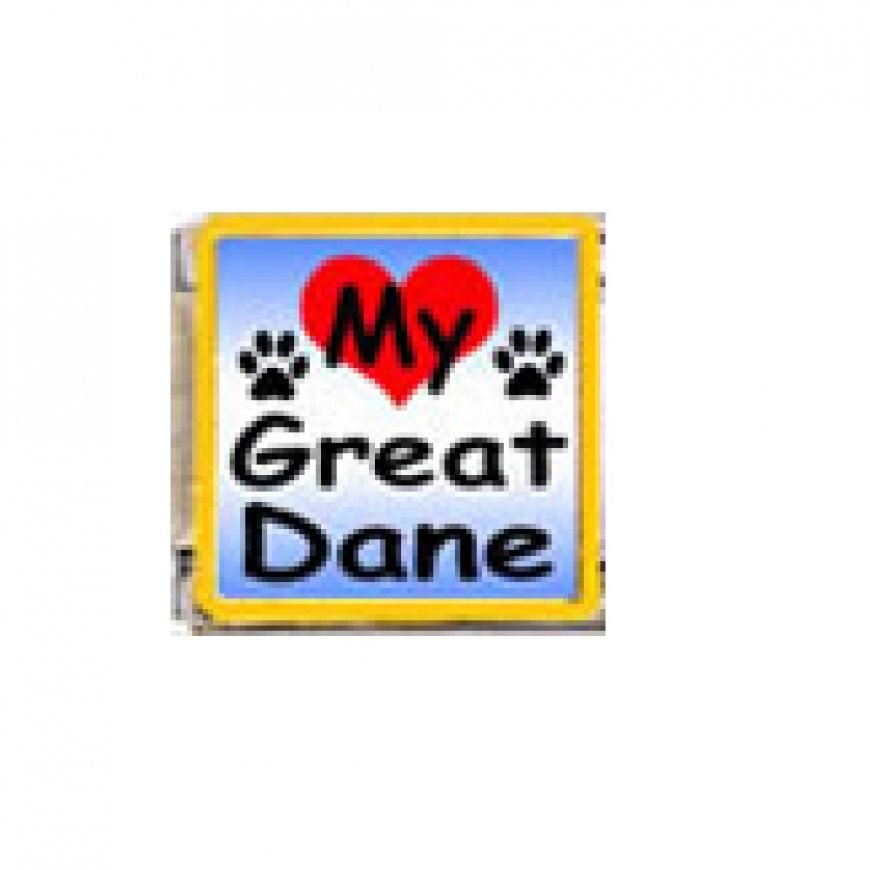 Love my Great Dane - dog - enamel 9mm Italian charm - Click Image to Close