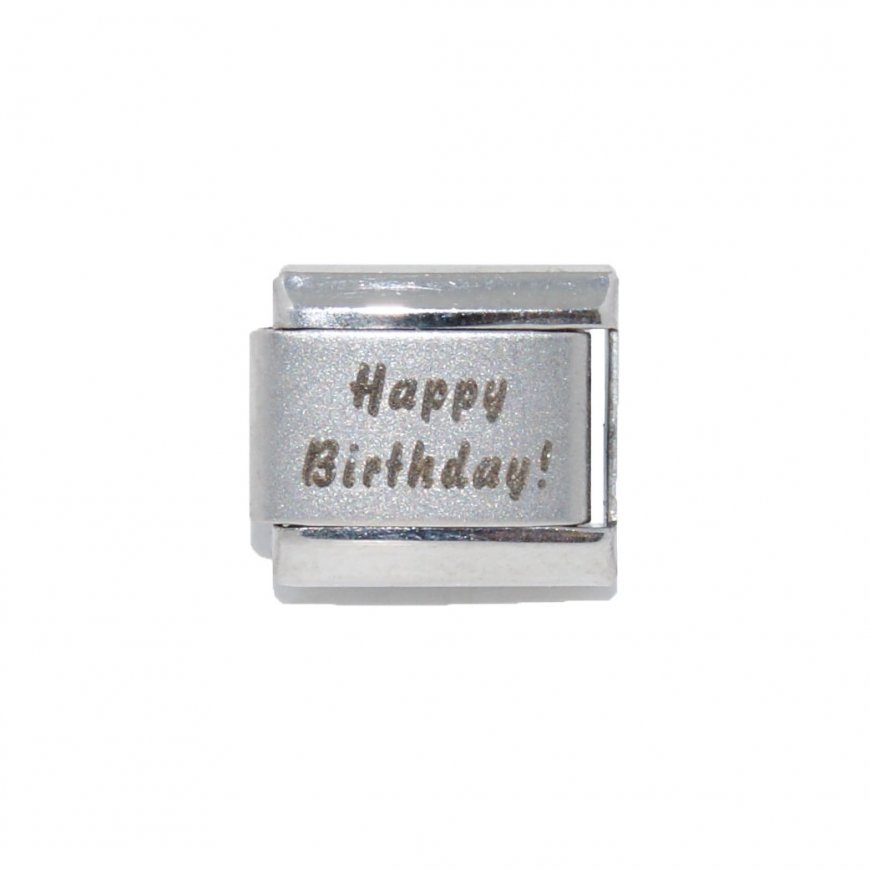 Happy Birthday! plain laser - 9mm Italian charm - Click Image to Close