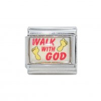 Walk with God with footprint - 9mm photo Italian charm