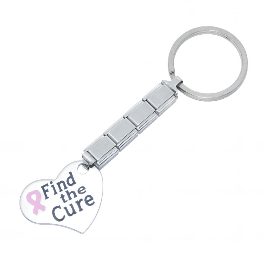 Breast cancer - Keyring with heart - Find the Cure - Click Image to Close
