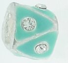 EB402 - Turquoise and silver bead with stones - Click Image to Close