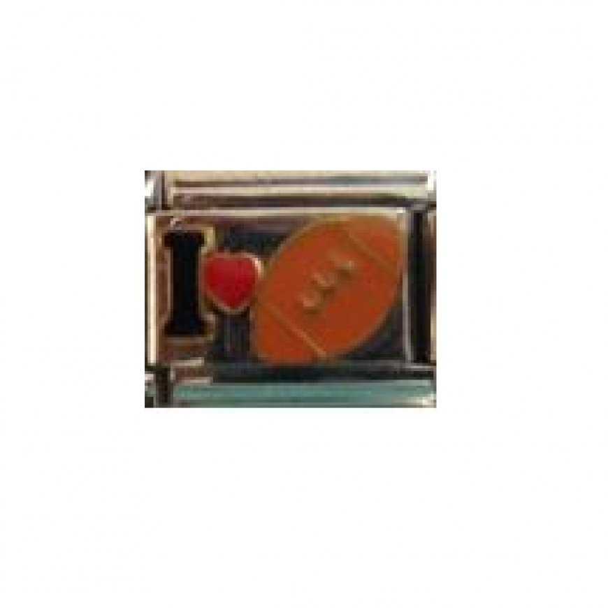 I Love Rugby - enamel 9mm Italian charm - Click Image to Close