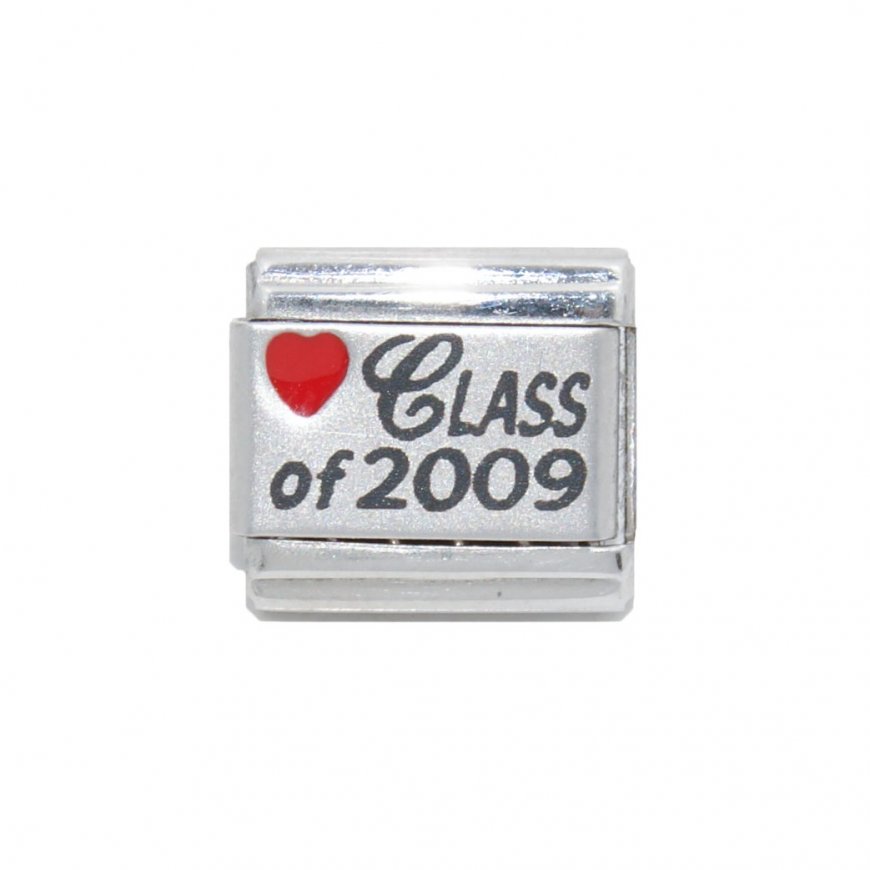 Class of 2009 red heart laser - 9mm Italian Charm - Click Image to Close