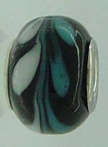 EB287 - Black, turquoise and white bead - Click Image to Close