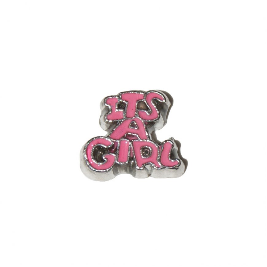 It's a girl - Newborn 9mm floating locket charm - Click Image to Close