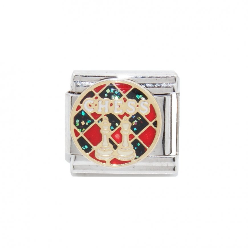Chess - sparkly enamel - 9mm Italian Charm - Click Image to Close