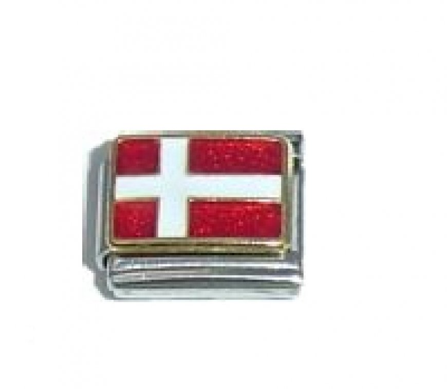 Flag - Denmark enamel 9mm Italian charm - Click Image to Close