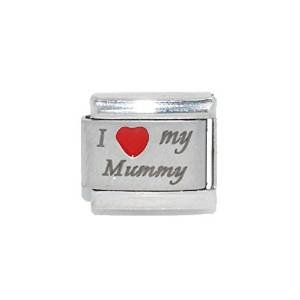 I love my Mummy - New Red Heart Laser 9mm Italian charm - Click Image to Close