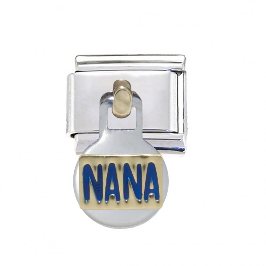 Nana gold and blue dangle 9mm classic Italian charm - Click Image to Close