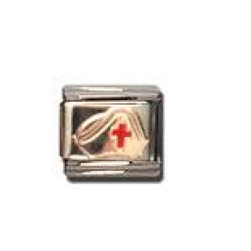 Nurses Hat (b) - 9mm enamel Italian charm - Click Image to Close
