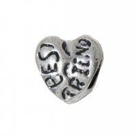 EB3 - Best Friend silvertone heart - European bead charm