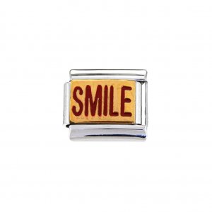 Smile - Red and Gold Enamel 9mm Italian charm