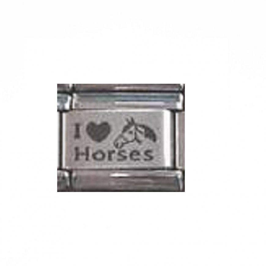 I love horses (a) - plain laser 9mm Italian charm - Click Image to Close