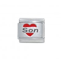 Son in red heart - Laser 9mm Italian Charm