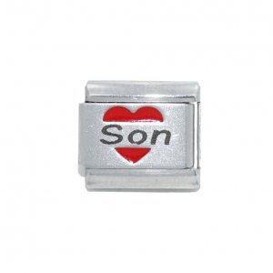 Son in red heart - Laser 9mm Italian Charm