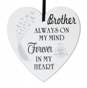Brother always on my mind forever in my heart - 9cm wooden heart