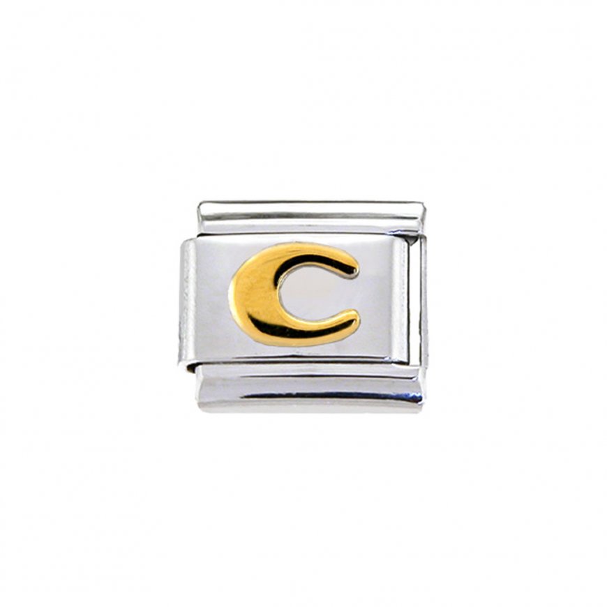 Gold colour Letter C - 9mm Italian charm - Click Image to Close