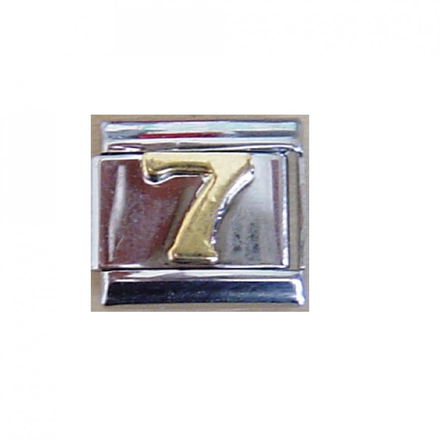 Gold coloured number 7 - 9mm Italian charm - Click Image to Close