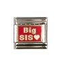 Big Sis - Red Enamel with white heart 9mm Italian charm
