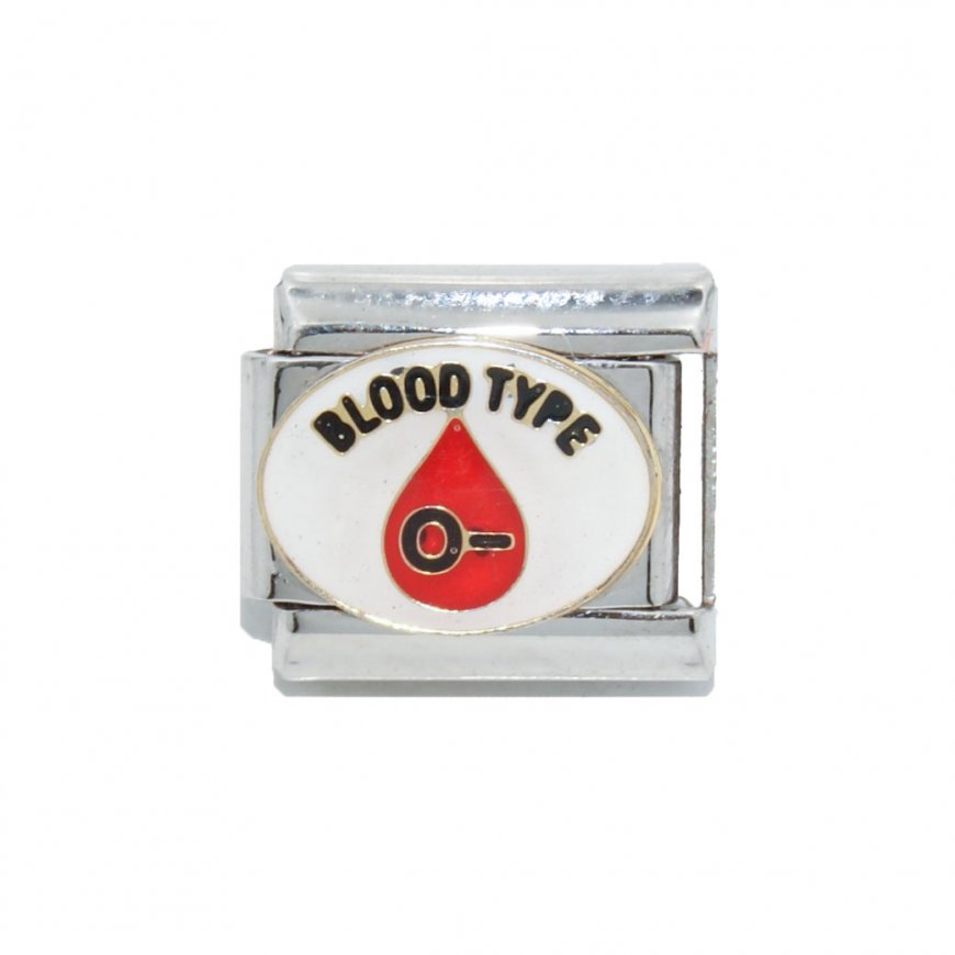 Blood type O- (negative) enamel 9mm Italian charm - Click Image to Close