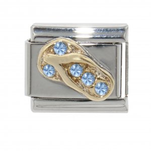 Flip flop with blue stones - 9mm Italian charm