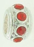 EB395 - Silver bead with red rhinestones - Click Image to Close