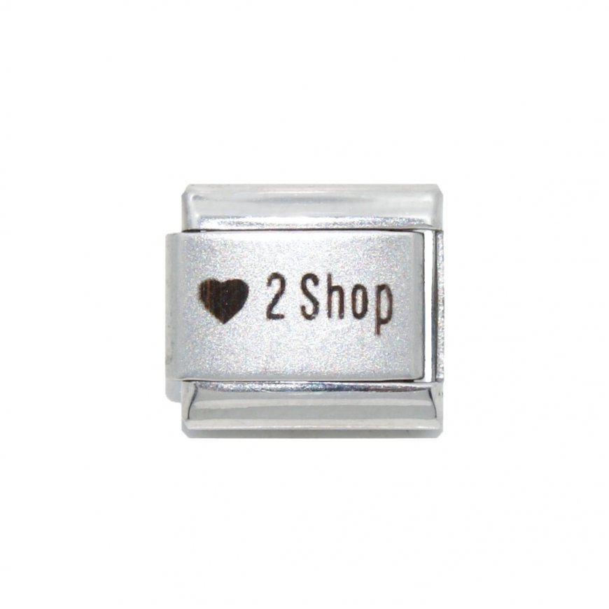 Love to Shop (a) - plain laser 9mm Italian charm - Click Image to Close