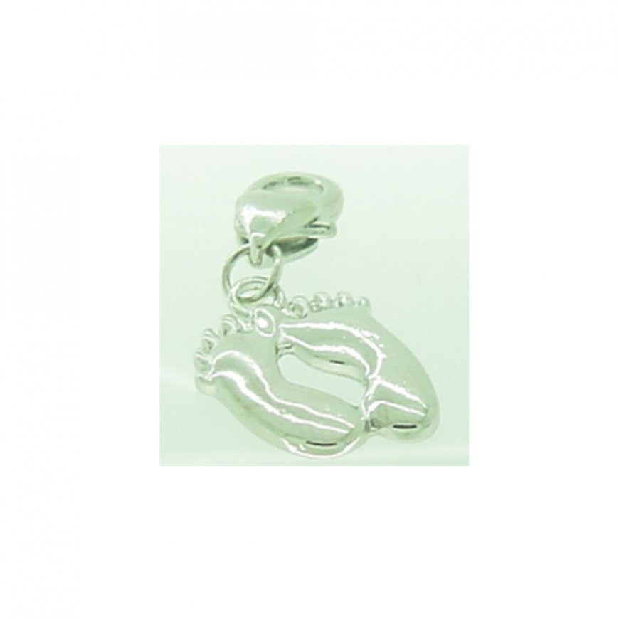 Silver plated baby feet - Clip on charm fits Thomas Sabo - Click Image to Close