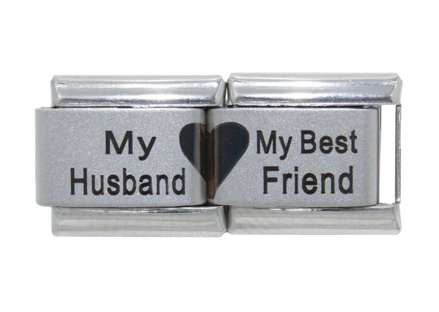 My husband my best friend - double laser 9mm Italian charm - Click Image to Close