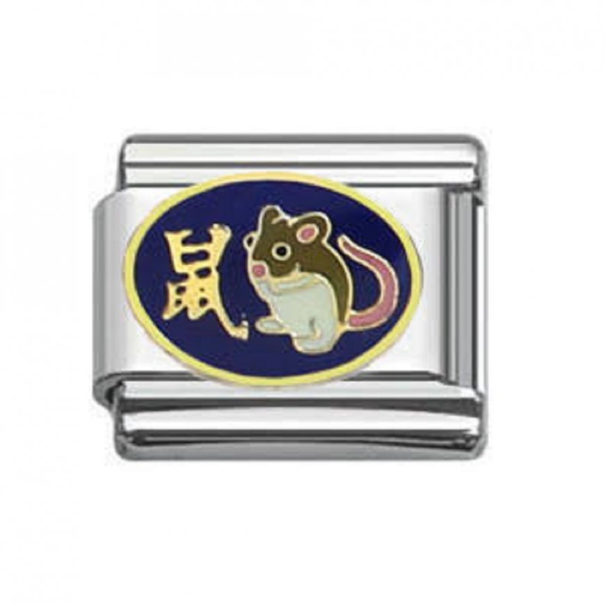 Zodiac - Chinese Year of the Rat - 9mm Italian charm - Click Image to Close