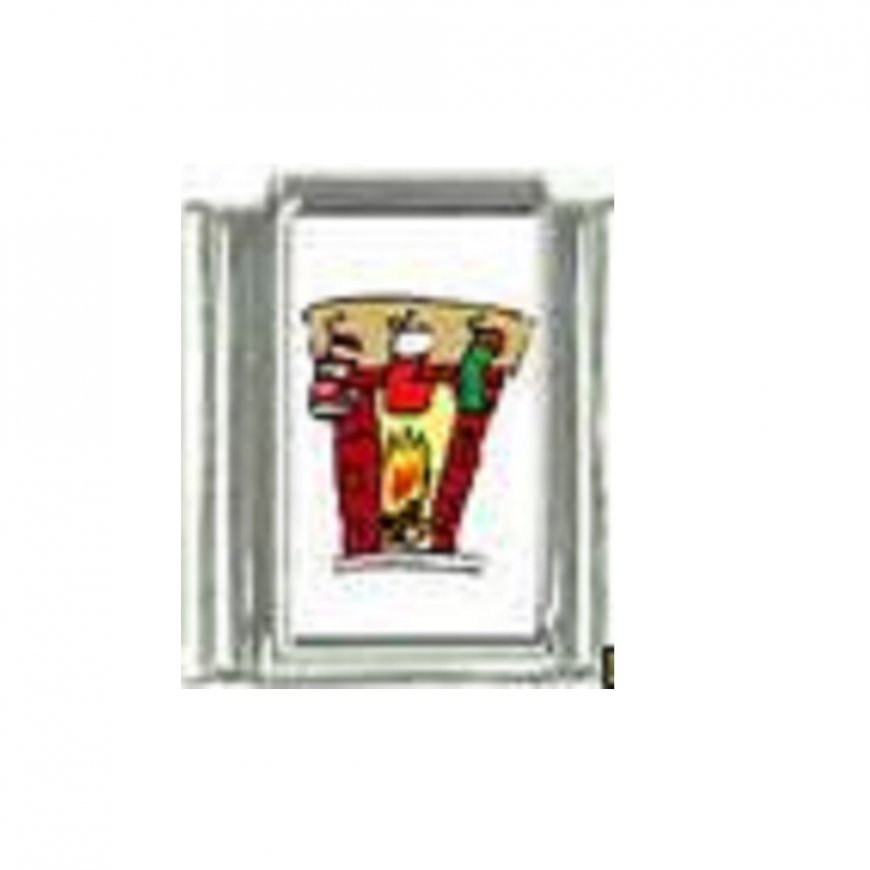 Christmas (w) - Fireplace 9mm Italian Charm - Click Image to Close