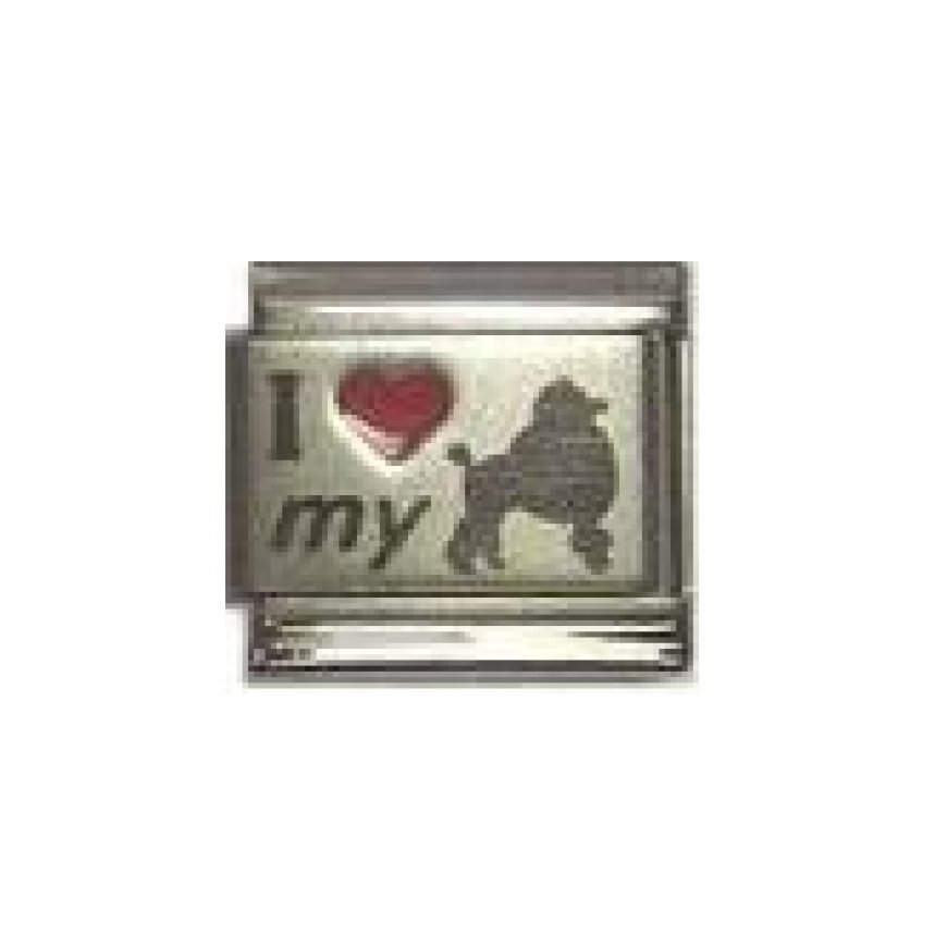 I love my poodle - red heart laser 9mm Italian charm - Click Image to Close