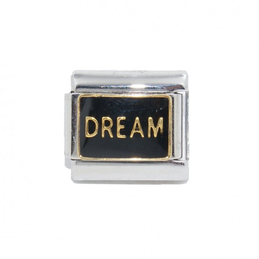 Dream on black background - 9mm Italian charm - Click Image to Close