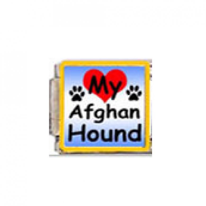 Love my Afghan Hound - dog - enamel 9mm Italian charm - Click Image to Close