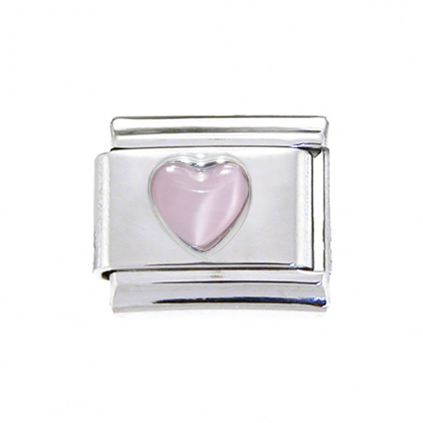 Pink pearl heart - 9mm Italian Charm - Click Image to Close