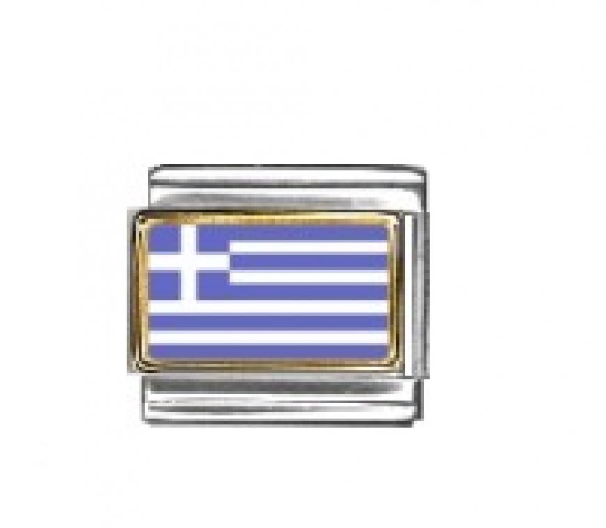 Flag - Greece photo enamel 9mm Italian charm - Click Image to Close