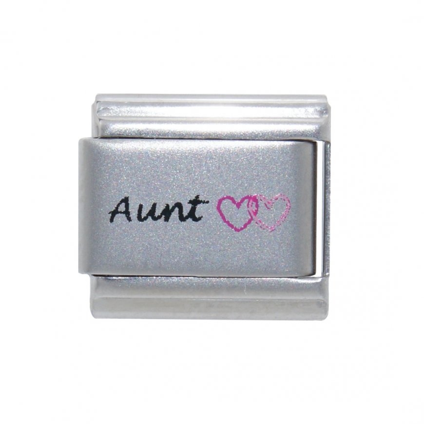Aunt with heart - plain 9mm laser Italian charm - Click Image to Close