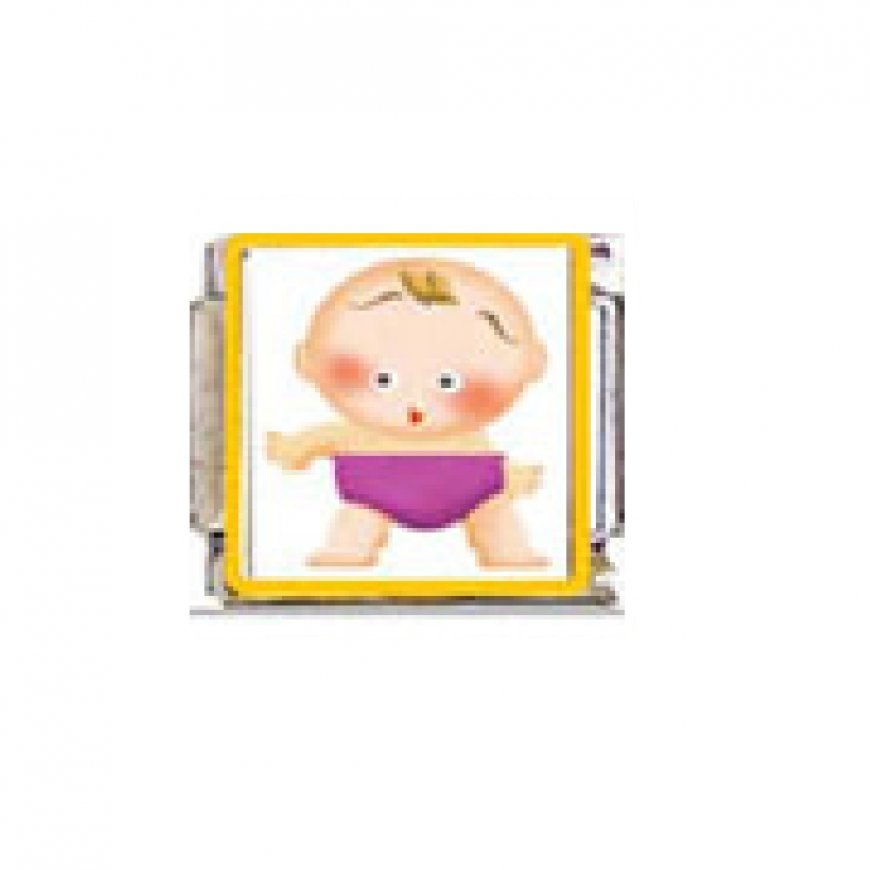 Cute baby (o) - 9mm enamel Italian charm - Click Image to Close