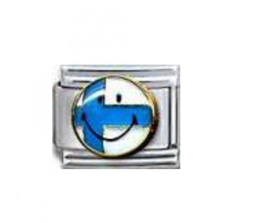 Flag - Finland - smiley face enamel 9mm Italian charm - Click Image to Close