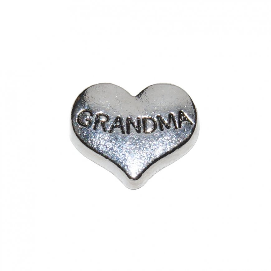 Grandma Silvertone heart 9mm floating locket charm - Click Image to Close
